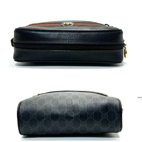 Authentic Gucci GG Vintage Ophidia Sherry Line Crossbody Bag Leather Black Purse - Picture 6 of 13